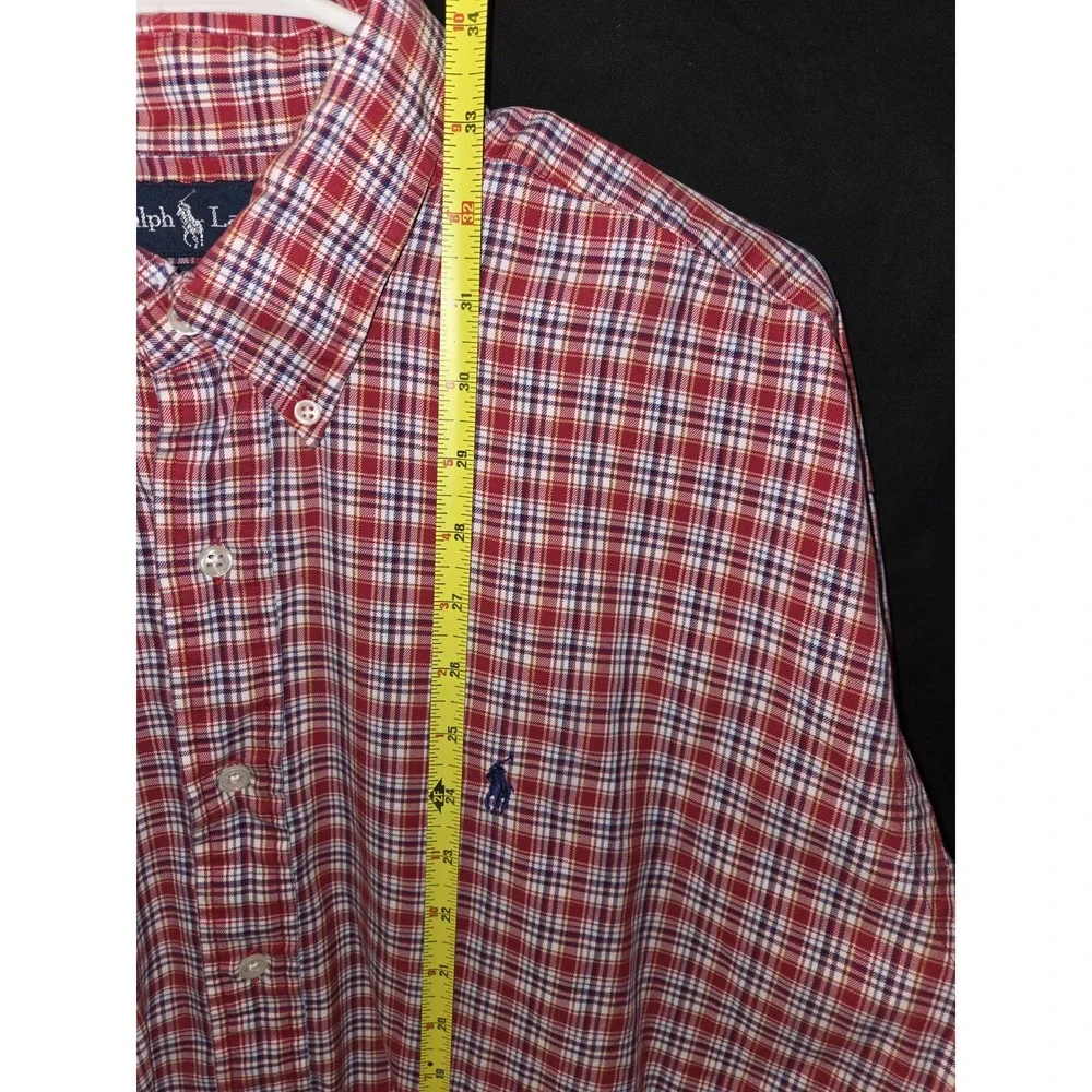 Polo Ralph Lauren Red Blue Yellow Plaid Button Up Soft Blake Cotton‎ Y2K size XL